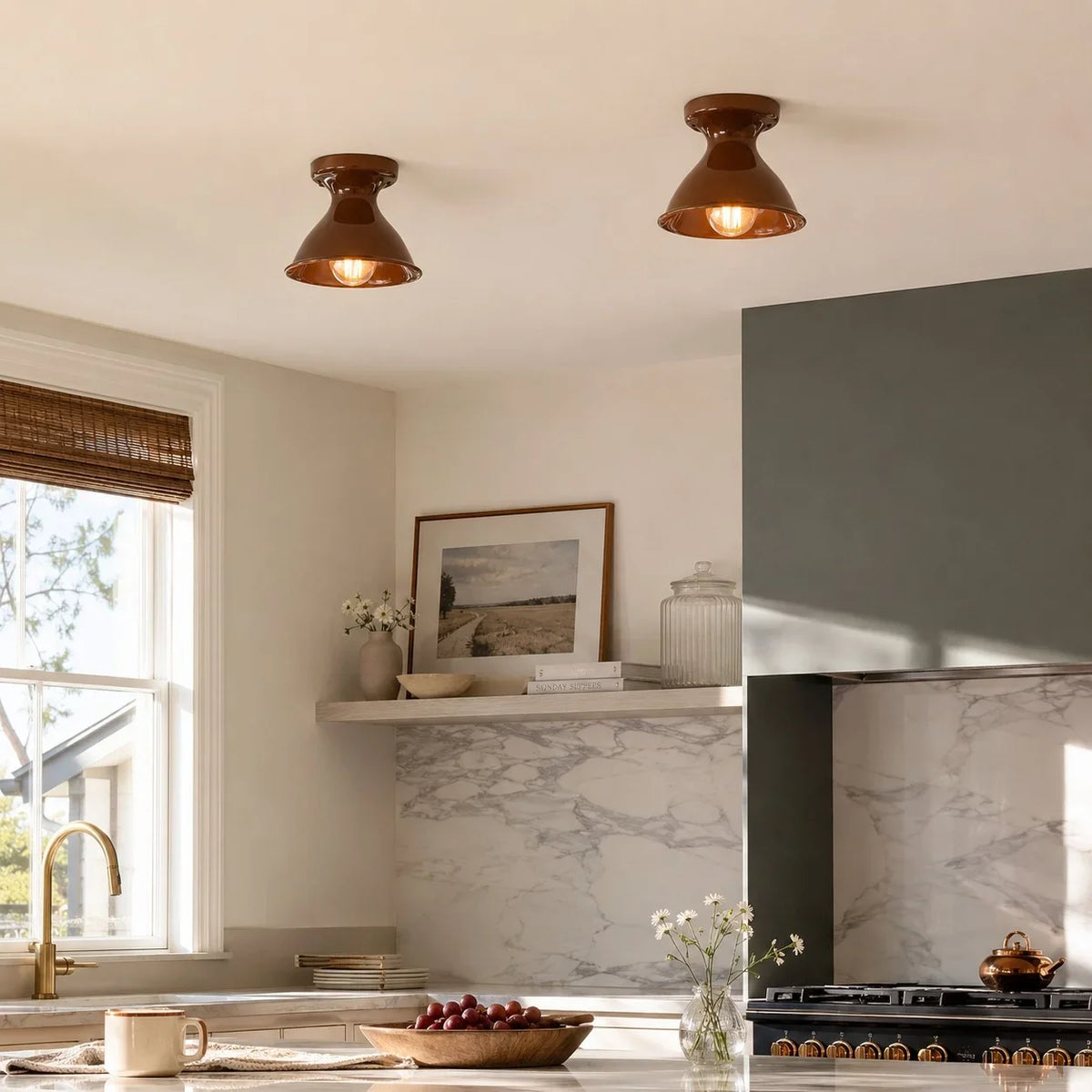 Glazed ceramic flush mount ceiling light supplementary product view 5