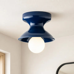 Glazed ceramic flush mount ceiling light alternative angle view 7