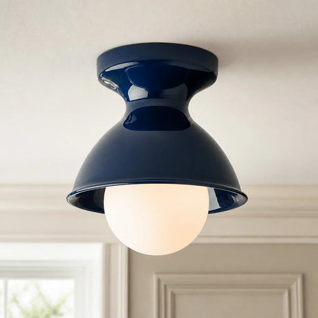 Glazed ceramic flush mount ceiling light close detail view 8