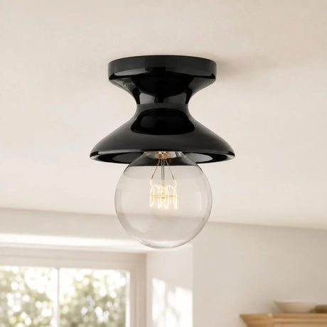 Glazed ceramic flush mount ceiling light colour option view 9