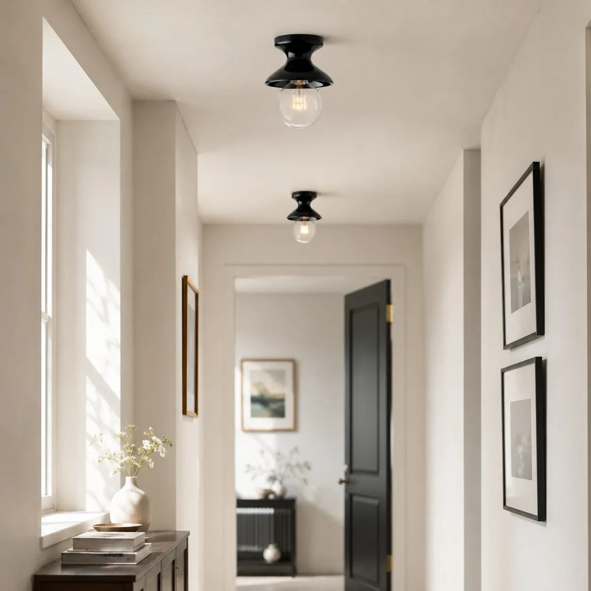 Glazed ceramic flush mount ceiling light alternative angle view 13