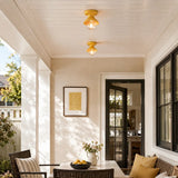 Glazed ceramic flush mount ceiling light close detail view 26