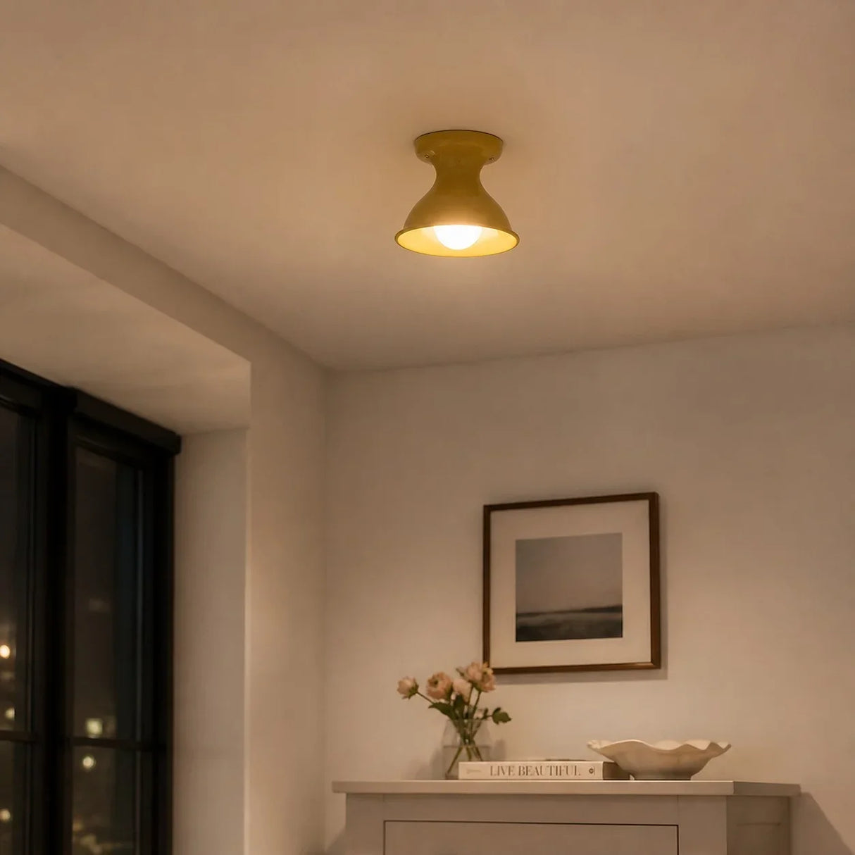 Glazed ceramic flush mount ceiling light colour option view 27