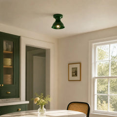 Glazed ceramic flush mount ceiling light close detail view 32