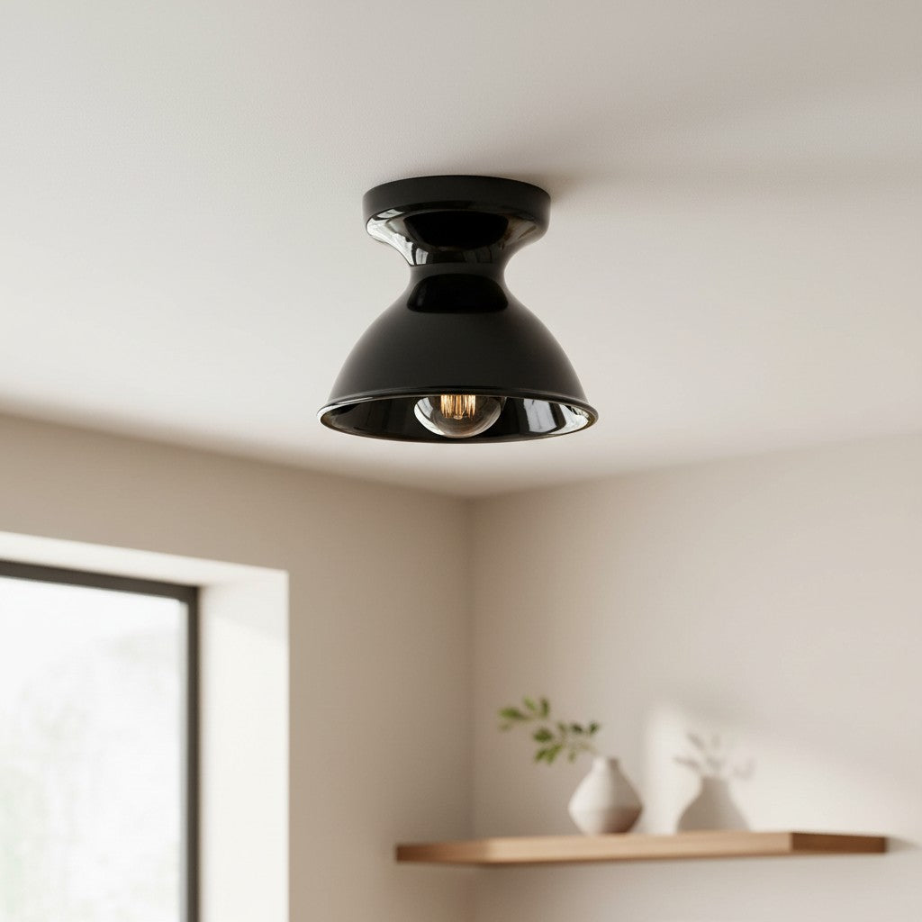 Glazed ceramic flush mount ceiling light alternative angle view 43