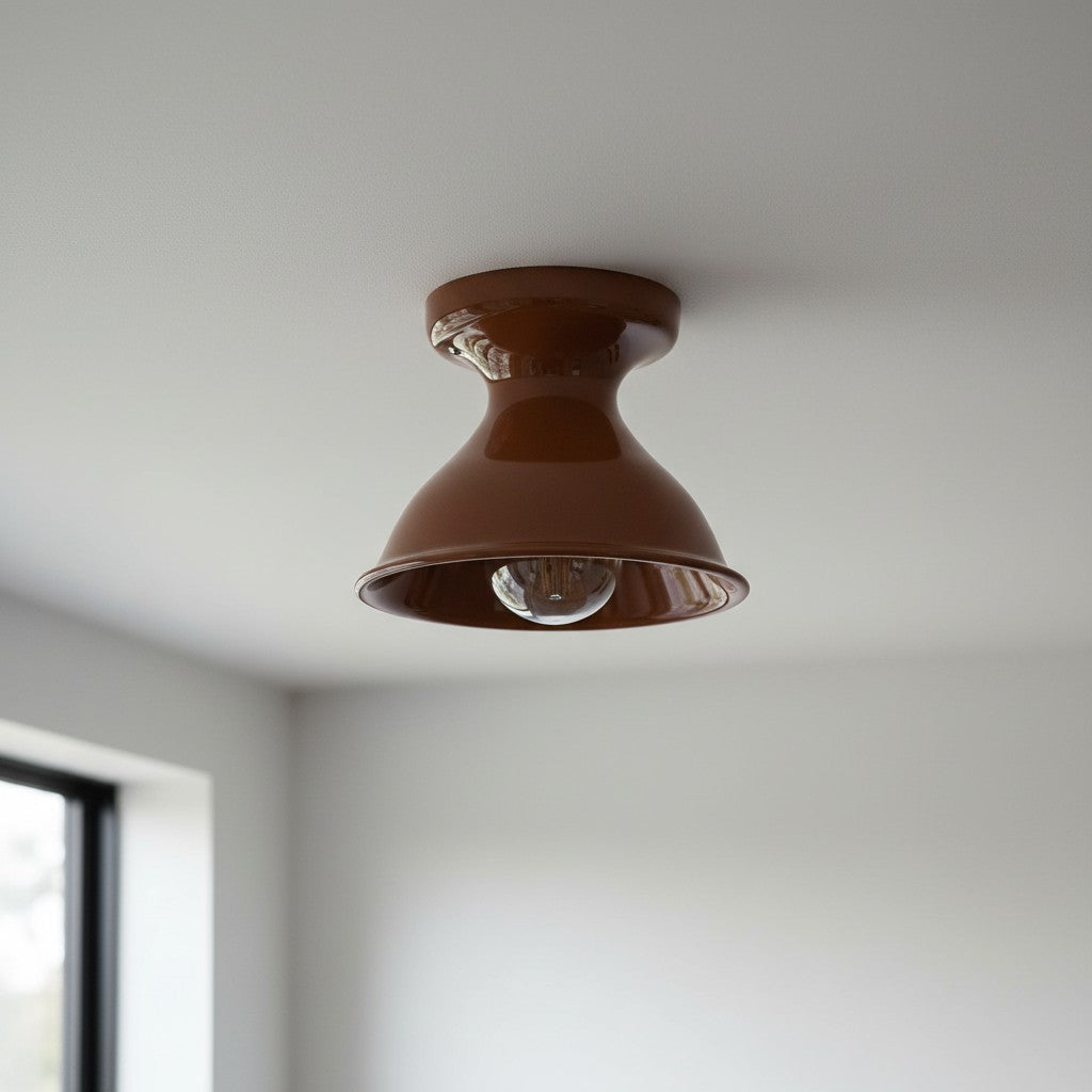 Glazed ceramic flush mount ceiling light close detail view 44