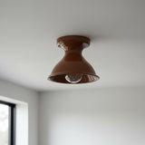 Glazed ceramic flush mount ceiling light close detail view 44