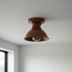 Glazed ceramic flush mount ceiling light close detail view 44