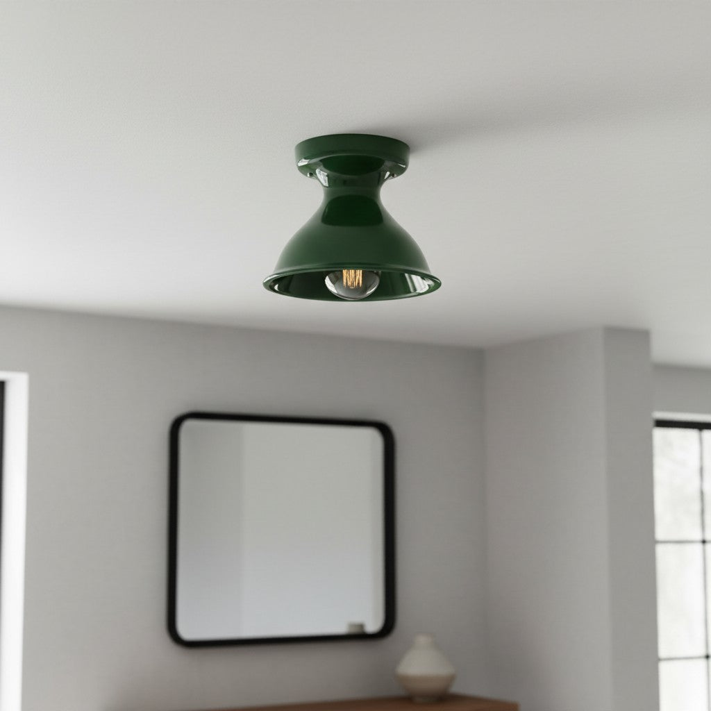Glazed ceramic flush mount ceiling light alternative angle view 49