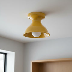 Glazed ceramic flush mount ceiling light close detail view 50