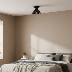 Glazed ceramic flush mount ceiling light close detail view 68