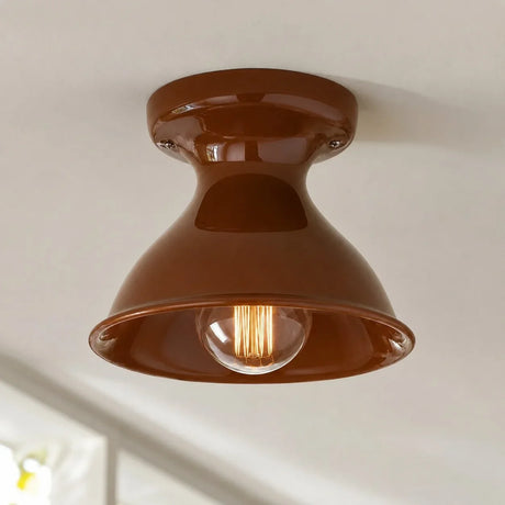 Glazed ceramic flush mount ceiling light colour option view 75