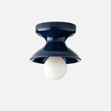 Glazed ceramic flush mount ceiling light close detail view 80