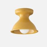 Glazed ceramic flush mount ceiling light close detail view 86