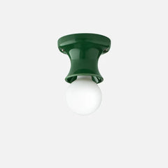 Glazed ceramic flush mount ceiling light close detail view 92