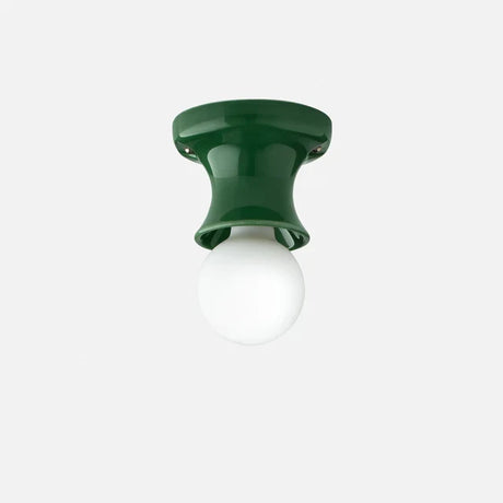 Glazed ceramic flush mount ceiling light close detail view 92