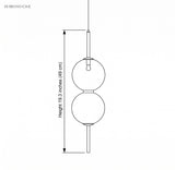 Line drawing of the two globe pendant marked 19.3 in in height