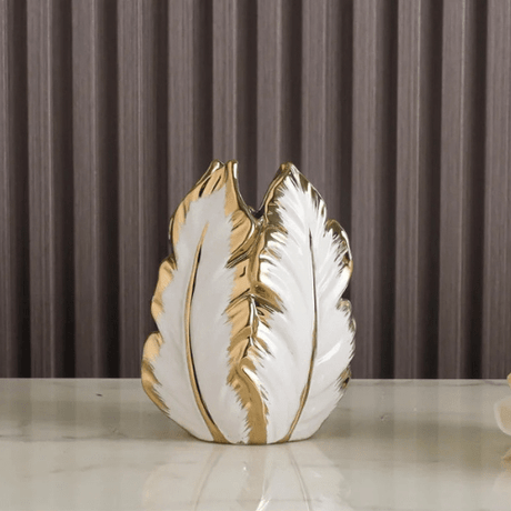 Gold Ceramic Vase – Nordic Luxury Painted Decor for Living Room - Hurbane Home