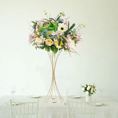 Gold Flower Vase – Iron Wedding Centerpiece Stand Set for Tables - Hurbane Home