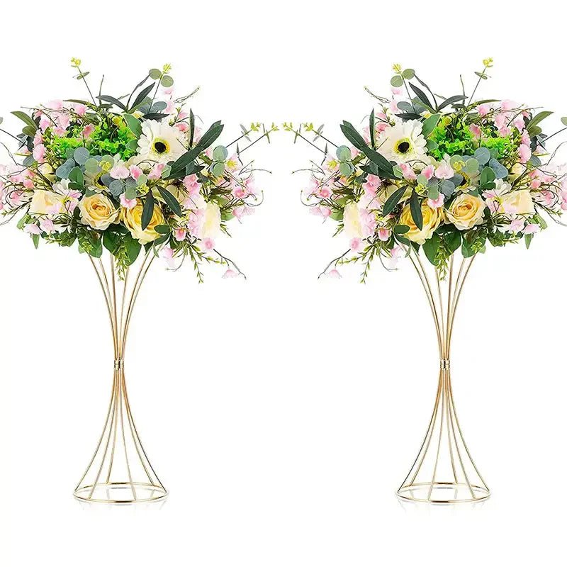 Gold Flower Vase – Iron Wedding Centerpiece Stand Set for Tables - Hurbane Home