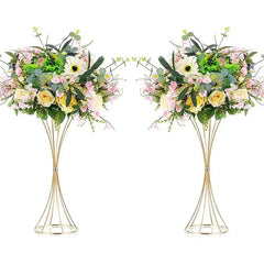 Gold Flower Vase – Iron Wedding Centerpiece Stand Set for Tables - Hurbane Home