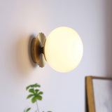 Wall mounted glass globe sconce with a fluted metal backplate, view 17