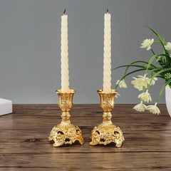 Gold Metal Candlesticks Holders - Elegant Home Decor for Romantic Ambiance - metal candle holder - Hurbane Home