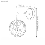 Line drawing of the sconce with width 6 in and height 10.5 in marked