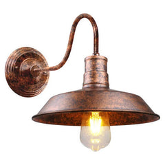 Gooseneck Wall Sconce - Vintage Black Iron Cage Outdoor LED Light Fixture - Hurbane Home