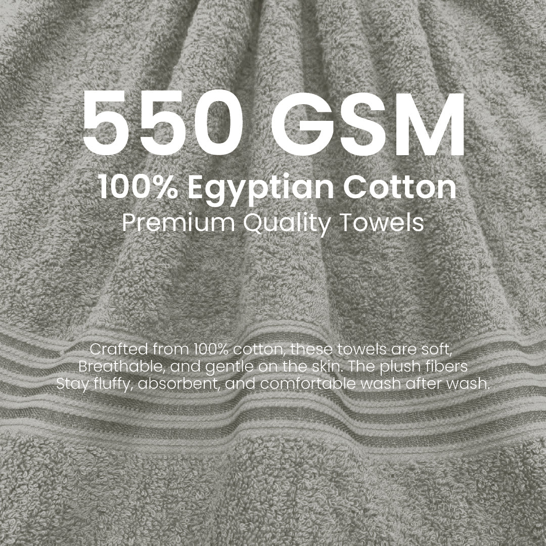 Premium Bath Towel Sets – 100% Egyptian Cotton, 550 GSM, 4 and 8-Piece Sets