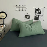 Green Bedding Comforter Set – Solid Color Cotton Bed Sheets with Duvet & Pillowcases - Hurbane Home