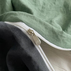 Green Bedding Comforter Set – Solid Color Cotton Bed Sheets with Duvet & Pillowcases - Hurbane Home