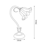 Line drawing of the flower table lamp marked 15 cm wide and 50 cm tall