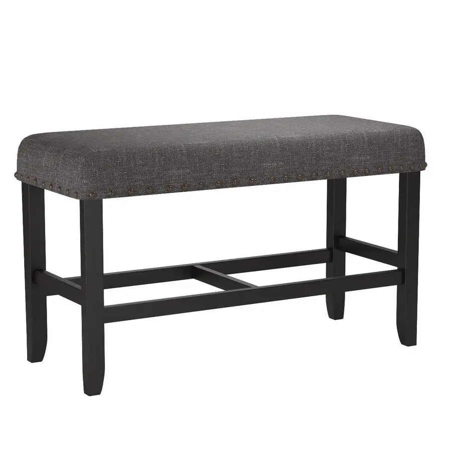 Grey Fabric Dining Bench - Upholstered Counter Height for Bedroom & Pub Seating - upholstered bedroom bench - Hurbane Home