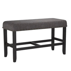 Grey Fabric Dining Bench - Upholstered Counter Height for Bedroom & Pub Seating - upholstered bedroom bench - Hurbane Home