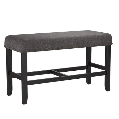 Grey Fabric Dining Bench - Upholstered Counter Height for Bedroom & Pub Seating - upholstered bedroom bench - Hurbane Home