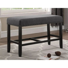 Grey Fabric Dining Bench - Upholstered Counter Height for Bedroom & Pub Seating - upholstered bedroom bench - Hurbane Home