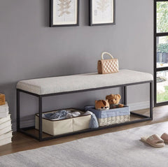 Grey Upholstered Bedroom Bench - Modern Ottoman for Stylish Hallways - upholstered bedroom bench - Hurbane Home