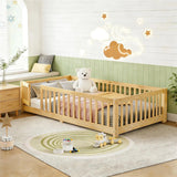 Ground Floor Bed - Montessori Twin House Frame with Rails for Kids - Kids Twin Bed Frame - Hurbane Home