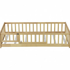 Ground Floor Bed - Montessori Twin House Frame with Rails for Kids - Kids Twin Bed Frame - Hurbane Home