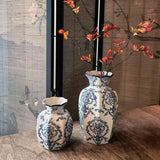 Hand Painted Ceramic Vase – Blue and White Porcelain Decorative Accent - Hurbane Home