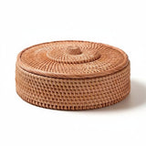 Hand Woven Wicker Baskets - Large Round Storage Solution with Lid, Decorative Hamper - Wooven Storage Baskets - Hurbane Home