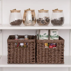 Hand Woven Wicker Baskets - Small Storage Solutions with Wooden Handles - wicker storage baskets - Hurbane Home