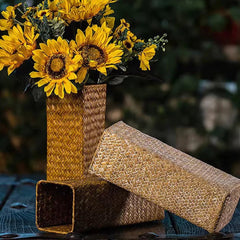Handmade Flower Vase – Rustic Wicker Woven Basket Decor for Home - Hurbane Home