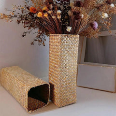Handmade Flower Vase – Rustic Wicker Woven Basket Decor for Home - Hurbane Home