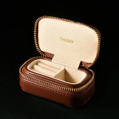 Handmade Leather Jewelry Box - Compact Travel Organizer with Secure Compartments - Jewelry Organizer Box - Hurbane Home