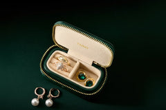 Handmade Leather Jewelry Box - Compact Travel Organizer with Secure Compartments - Jewelry Organizer Box - Hurbane Home