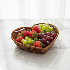 Handwoven Rattan Basket Tray for Fresh Fruit Storage and Display - Wooven Storage Baskets - Hurbane Home