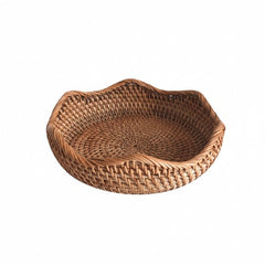 Handwoven Rattan Storage Basket - Versatile Round Tray for Home Organization - Wooven Storage Baskets - Hurbane Home