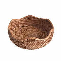 Handwoven Rattan Storage Basket - Versatile Round Tray for Home Organization - Wooven Storage Baskets - Hurbane Home